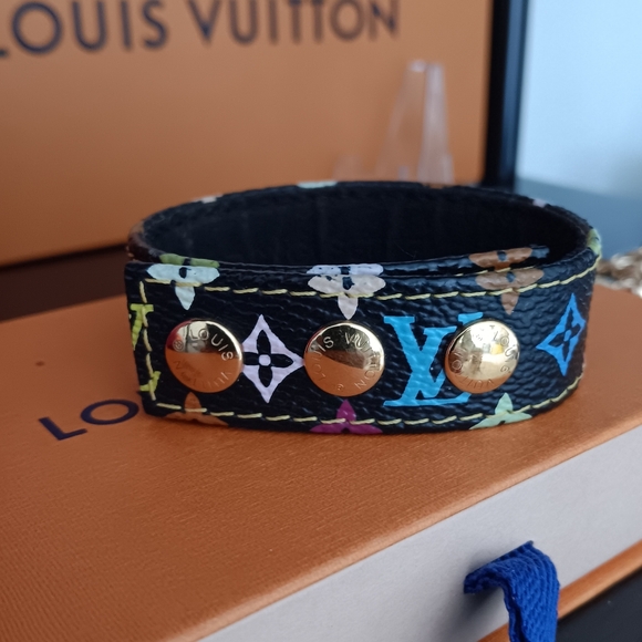 Louis Vuitton ✨️ LIMITED EDITION Black Takashi Murakami Monogram Snap Bracelet - Picture 1 of 12